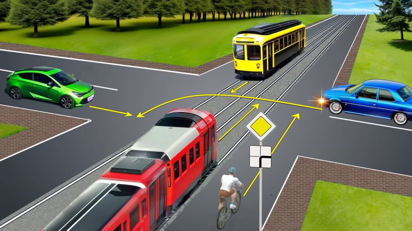 Test der Verkehrsregeln an der Kreuzung — wer fährt zuerst?